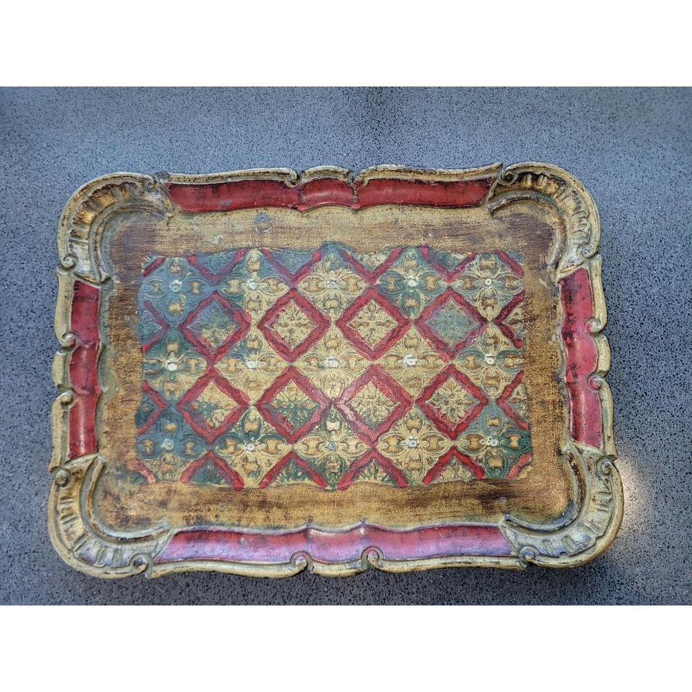 Design Toscano Decorative Tray Faux Wood Italian Renaissance Style 14”